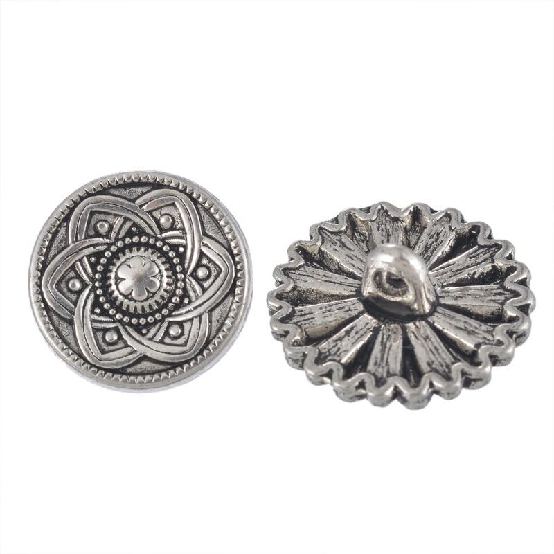 Armear Metal Buttons - 50Pcs Assorted Mixed Vintage Style Engraved Flower Decorative Round Buttons for Crafts Sewing Coats Jeans Suits DIY - Image 4